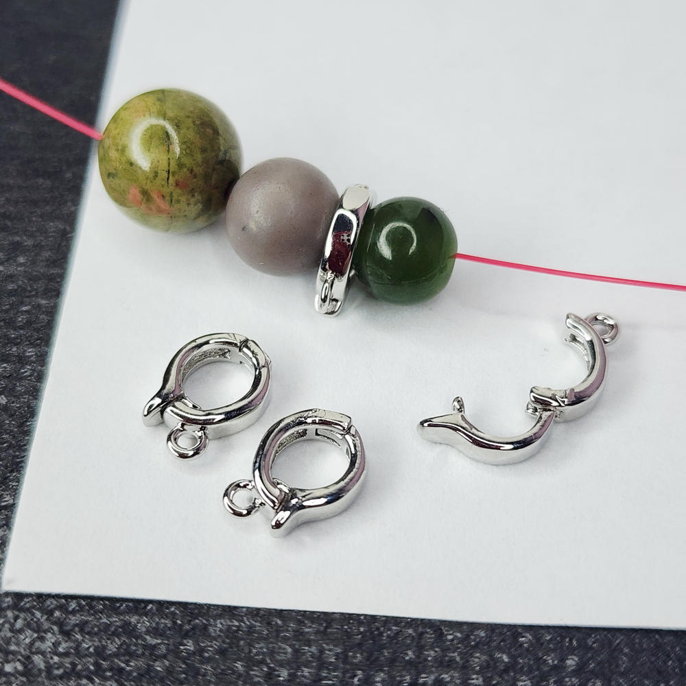 Бейл зажимной для подвесок, родий, р-р 9.5мм, люкс фурнитура, штучно