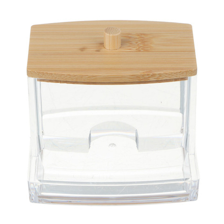 ЮНИLOOK Органайзер для ватных палочек с бамбуковой крышкой 9х7,9х7см, PS, бамбук, ВЗ24-28