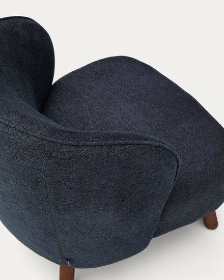 Кресло Ulit из сине-серой синели с ножками из ясеня с отделкой под орех