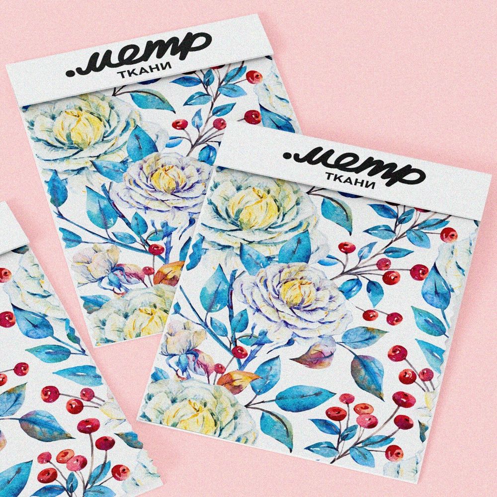 Ткань оксфорд 600 голубые цветки с белым соцветием