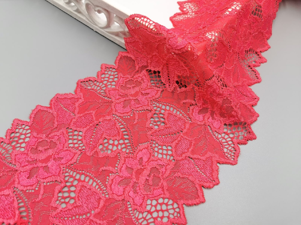 Эластичное кружево, 16,5см, розовая роза (Арт: EK-2741), м