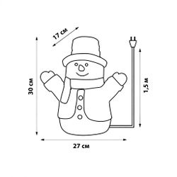 ULD-M2730-024-STA WHITE IP20 SNOWMAN Фигура светодиодная Снеговик. 27x30см. 24 светодиода. Белый свет. Провод прозрачный. TM Uniel