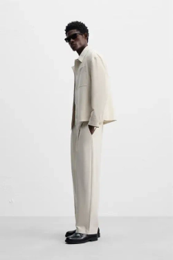 ZARA КУРТКА-РУБАШКА BOXY FIT, ЭКРЮ