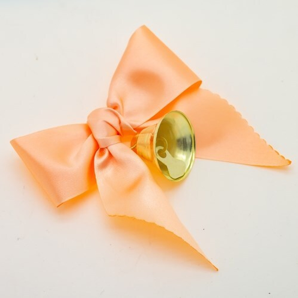 Бант с колокольчиком. Персик.