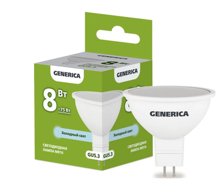 GENERICA IEK Лампа светодиод 8Вт GU5.3 6500К MR16