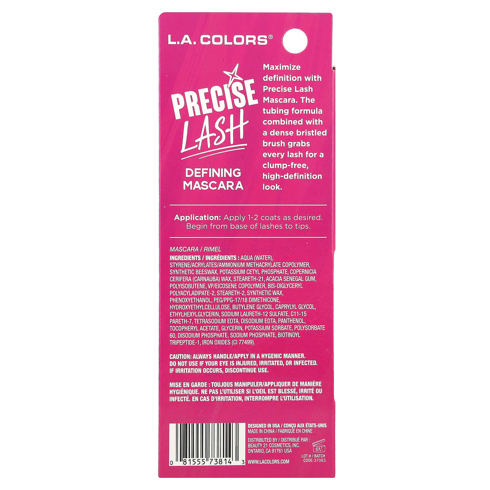 L.A. Colors, Precise Lash, подчеркивающая тушь, CBMS814, черная, 12 мл (0,41 жидк. унции)