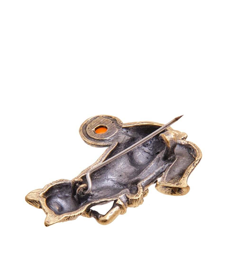 AM-3462 Брошь «Кот Саксофонист» (латунь, янтарь)