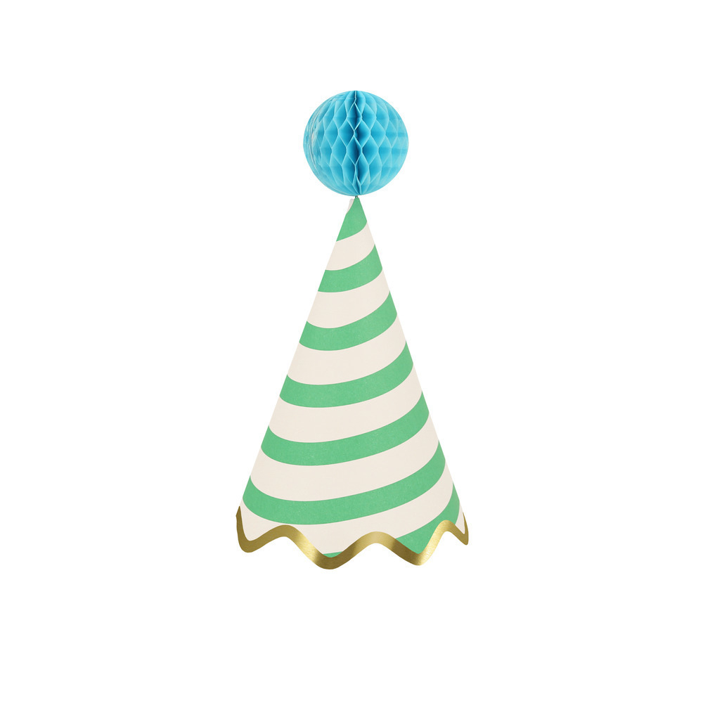 Колпачки цветные в полоску "Happy Birthday" 8 шт.