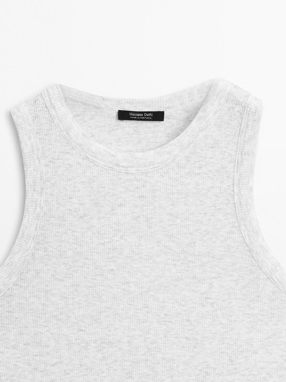 Massimo Dutti Топ с воротником-халтер, серый