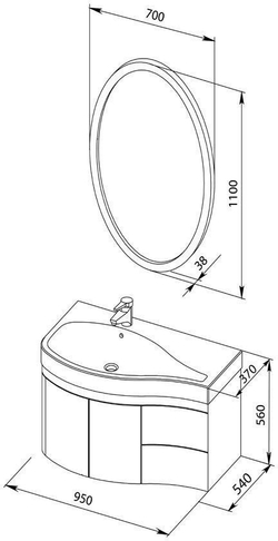 Мебель для ванной Aquanet Сопрано 95 L белый (2 дверцы 2 ящика)