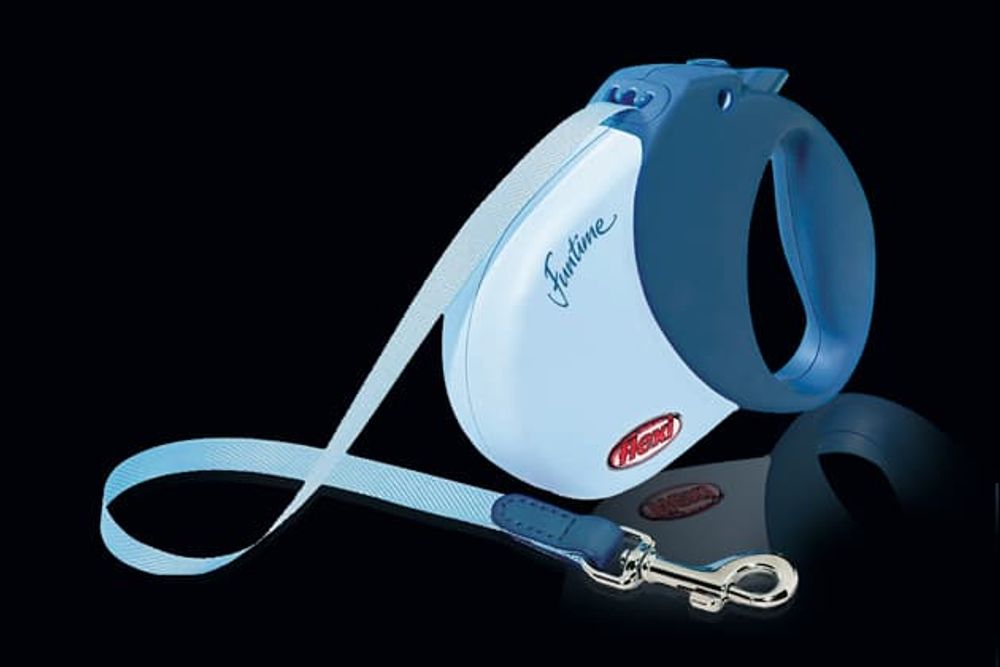 FLEXI рулетка Funtime S (до 15 кг) с прорезиненной ручкой ремень 5 м голубая FLEXI рулетка Funtime S (до 15 кг) с прорезиненной ручкой ремень 5 м голубая