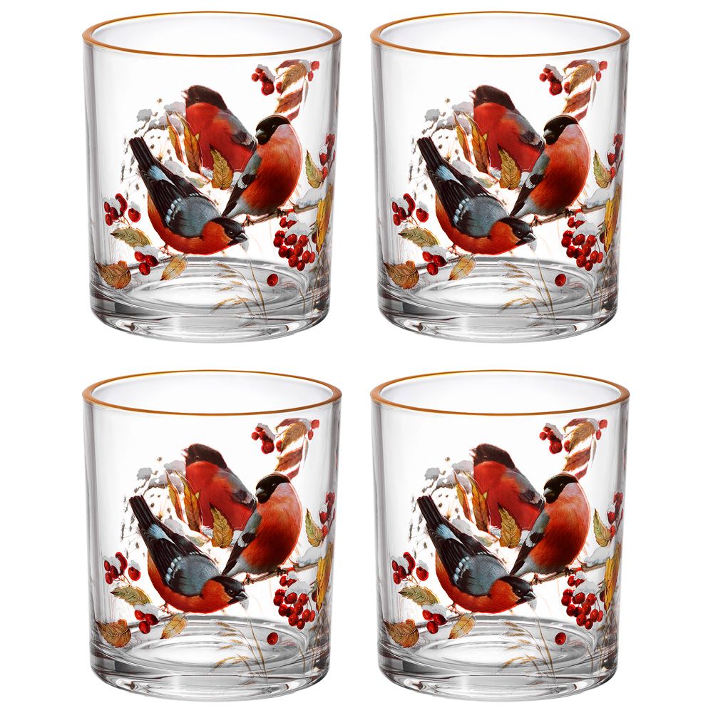 НАБОР СТАКАНОВ ИЗ 4-Х ШТ. "СНЕГИРИ" 320 МЛ