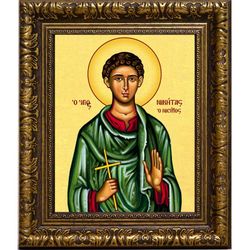 Никита Ниросский святой мученик. Икона на холсте.