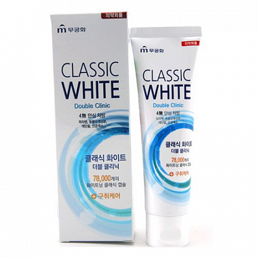 [Mukunghwa] Classic White Double Clinic - Отбеливающая зубная паста с ароматом мяты и ментола, 110 гр