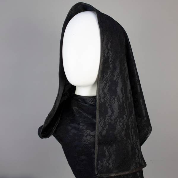 Шарф ритуальный на подкладке гипюровый черный