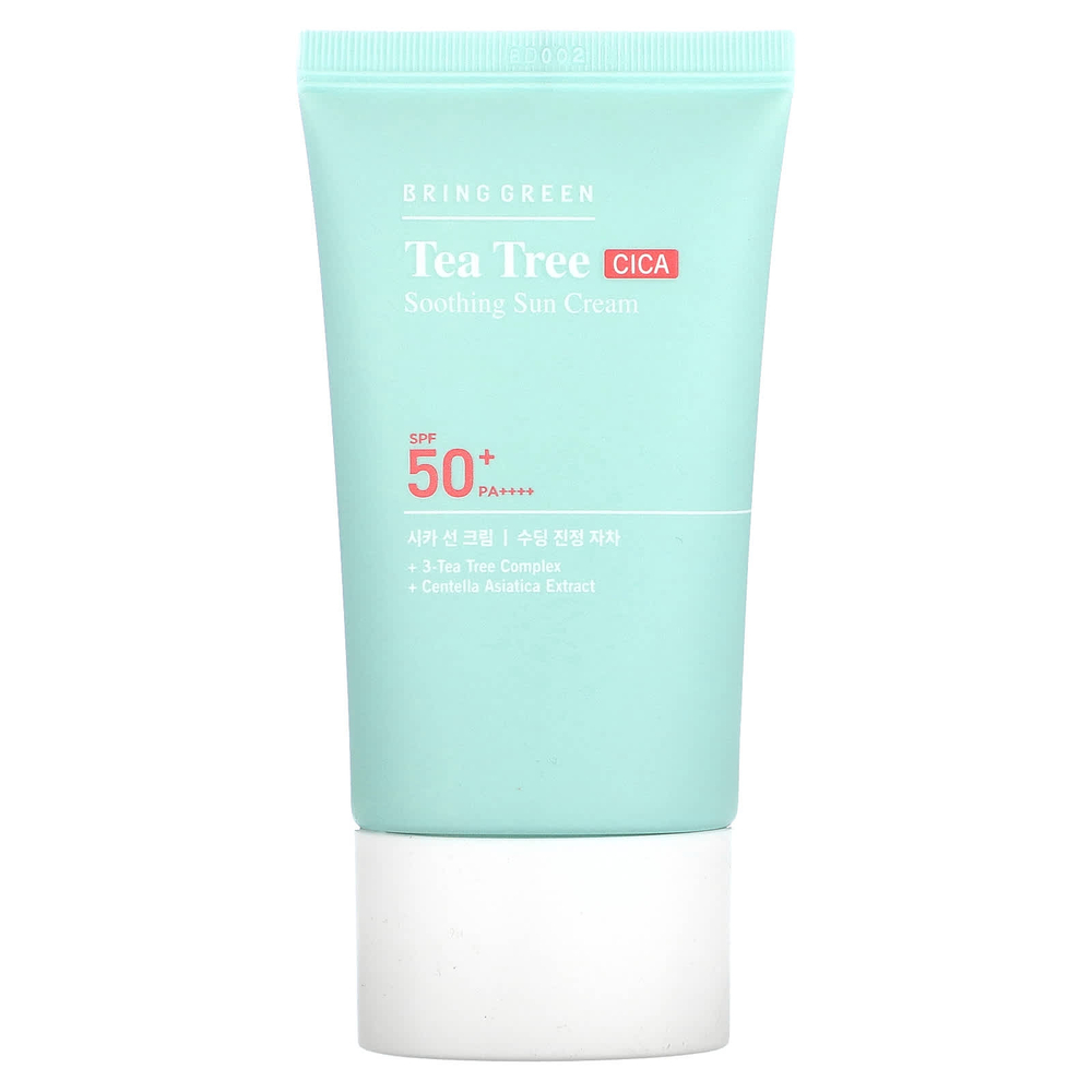 Bringgreen, Успокаивающий солнцезащитный крем Tea Tree CICA, SPF 50+ PA ++++, 50 мл (1,69 жидк. унц.)