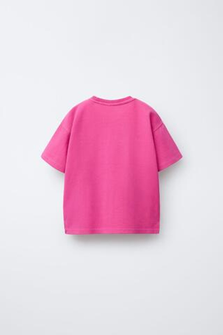 ZARA ОДНОТОННАЯ ФУТБОЛКА ИЗ ТКАНИ ИНТЕРЛОК, ЦВЕТ ФУКСИИ