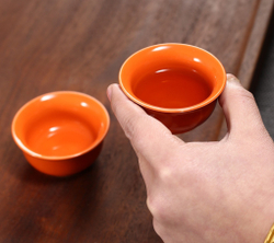 278109 Сервиз "Хурма" чайник 160мл, 4 пиалы 40 мл, в подар.коробке, фарфор оранжевый