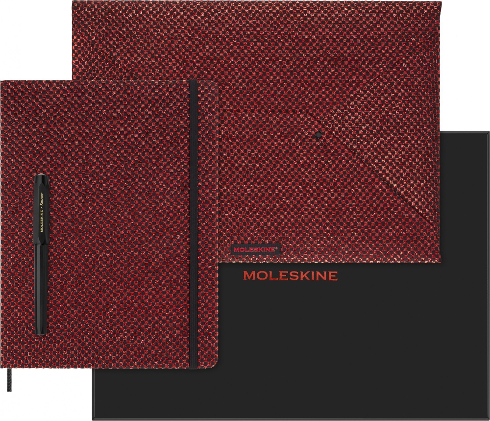 Набор Moleskine LE Prescious & Ethical Shine еженед/перьевая ручка Kaweco/папка-конверт XLarge бордо (LEHSHINEUNDBUNDM)