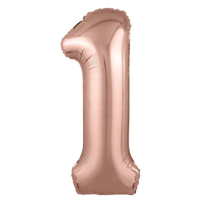 Шар ЦИФРА 1 Металлик Rose  Gold 40" 102 см