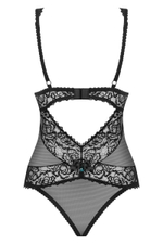 Полупрозрачное боди с кружевными вставками