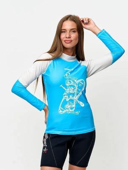 Футболка рашгард лонгслив Sargan Скелетон-Сап UPF 50+ голубой/белый