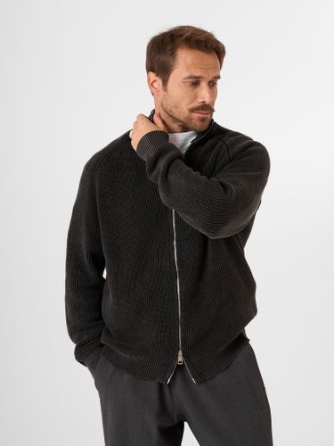 Графитовый хлопковый джемпер на молнии QWE