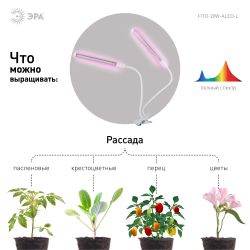 Светильник для растений на прищепке ЭРА FITO-20W-АLED-L полного спектра 12 Вт белый | Интерьерные фито светильники