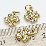 Подвеска Клевер, позолота, фианиты, размер 14*11 мм, цена за 1 шт