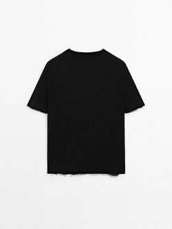 Massimo Dutti Свитер с короткими рукавами, черный