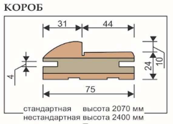 Коробка дверная прямая шпонированная телескопическая Regidoors с уплотнителем 34х75 мм