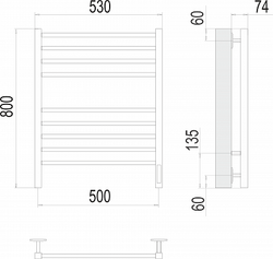 Полотенцесушитель Terminus Ватикан П8 500х800 электро КС 9005 матовый ( new встроен диммер)