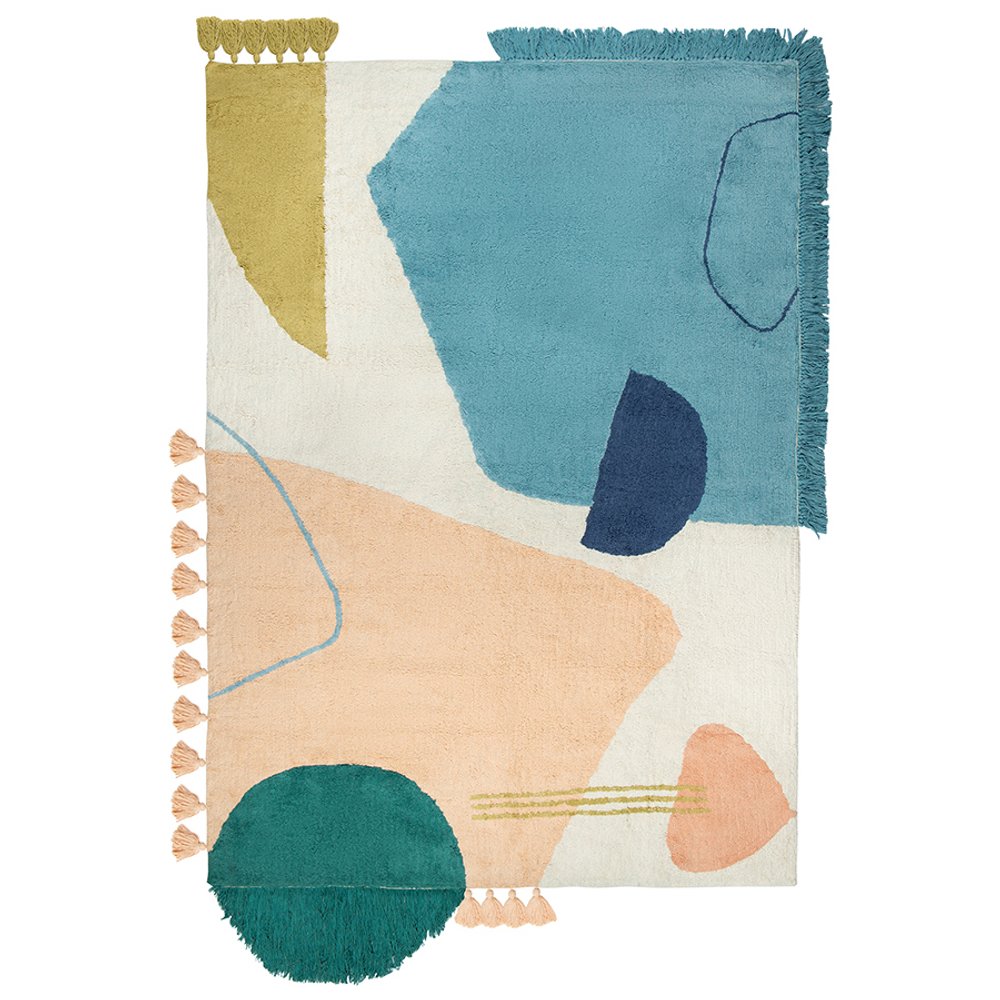 Ковер из хлопка с геометрическим принтом, бахромой и кисточками из коллекции ethnic, 160х230 см