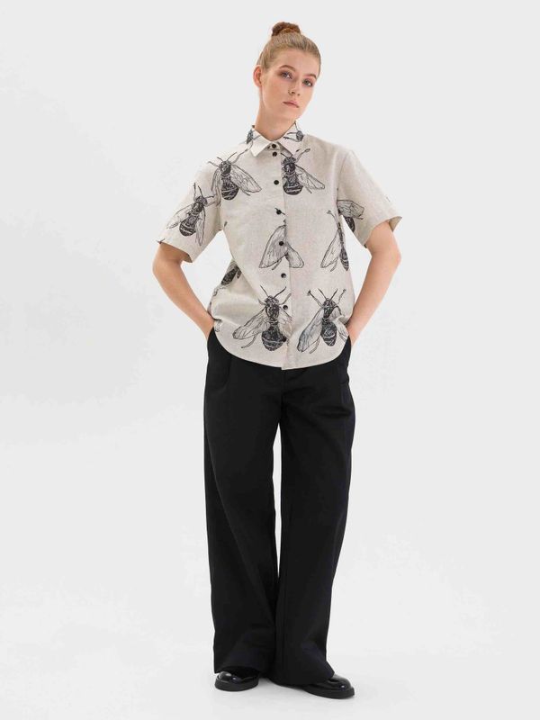 Рубашка Насекомые короткий рукав Женская Бежевая V.2 - фото 3