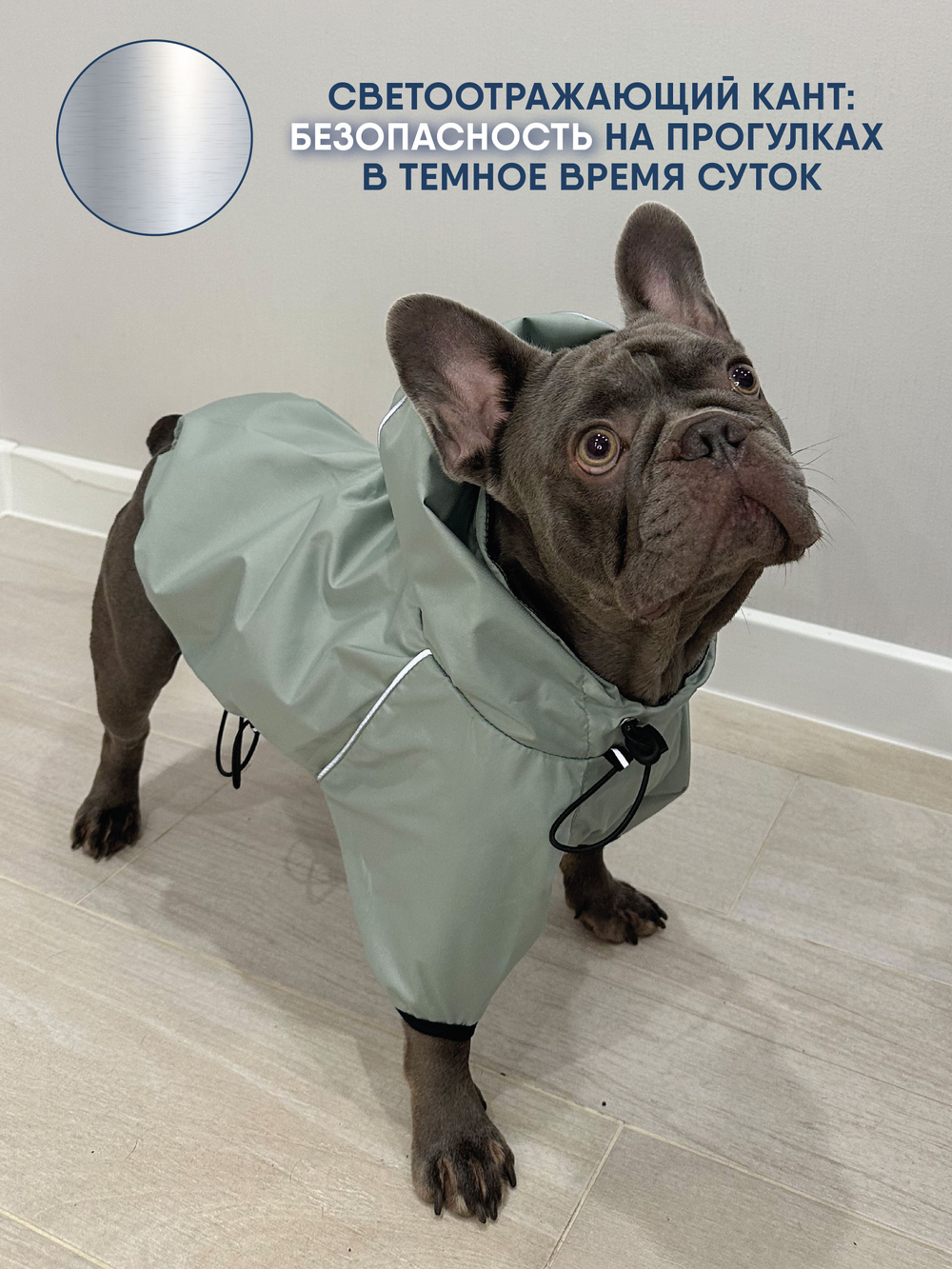 Универсальная куртка дождевик для собак Монморанси, цвет олива, размер L