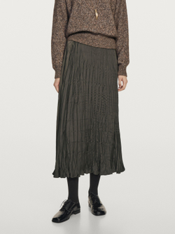 Massimo Dutti Длинная струящаяся плиссированная юбка, серый