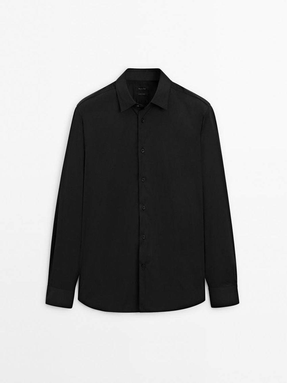 Massimo Dutti Рубашка облегающего кроя из эластичной ткани, черный