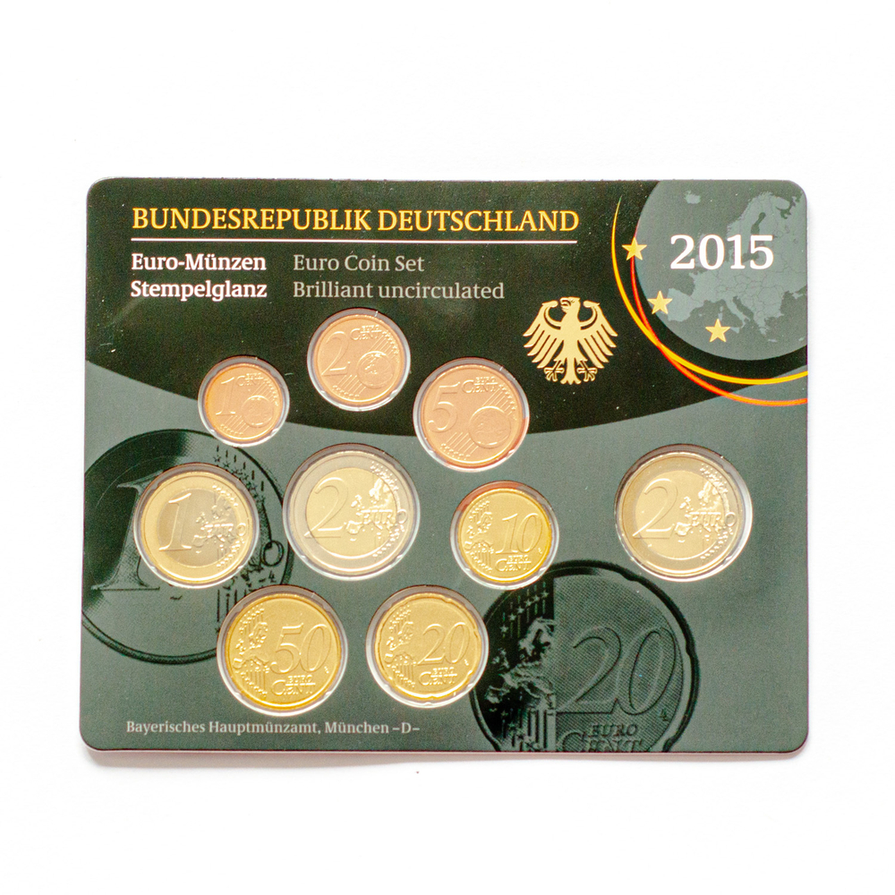 Germany 2015 Year Set (A, D, F, G, J) + 5 x 2 Euro "Hessen: Frankfurter Paulskirche"