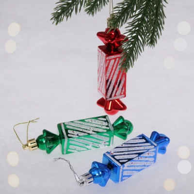 Ёлочные игрушки «Конфетки праздничные» 12 см (набор 3 шт), красный, зелёный, синий