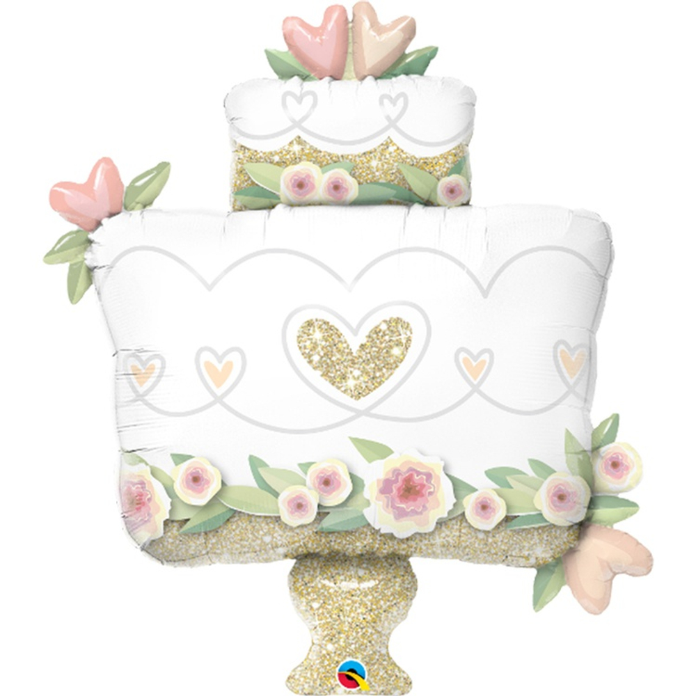 Шар Фольгированный Торт свадебный блеск (Белый)