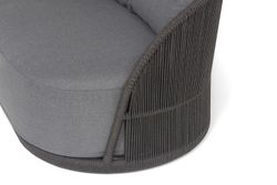 "Монтелла" диван 3-местный плетеный из роупа, каркас алюминий темно-серый (RAL7024) муар, роуп темно-серый круглый, ткань темно-серая 027