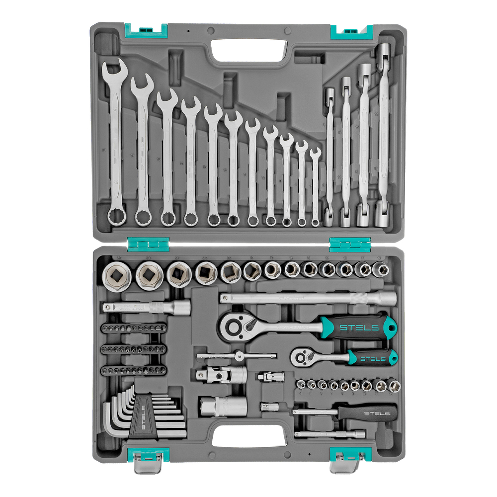 Набор инструментов, 1/2", 1/4", CrV, пластиковый кейс 88 предметов Stels