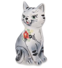 ГЛ- 093/2 Фигурка «Кошка» цв. (Гжельский фарфор)