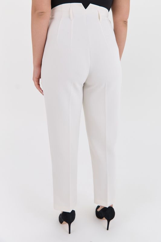 Брюки с высокой посадкой, молочный