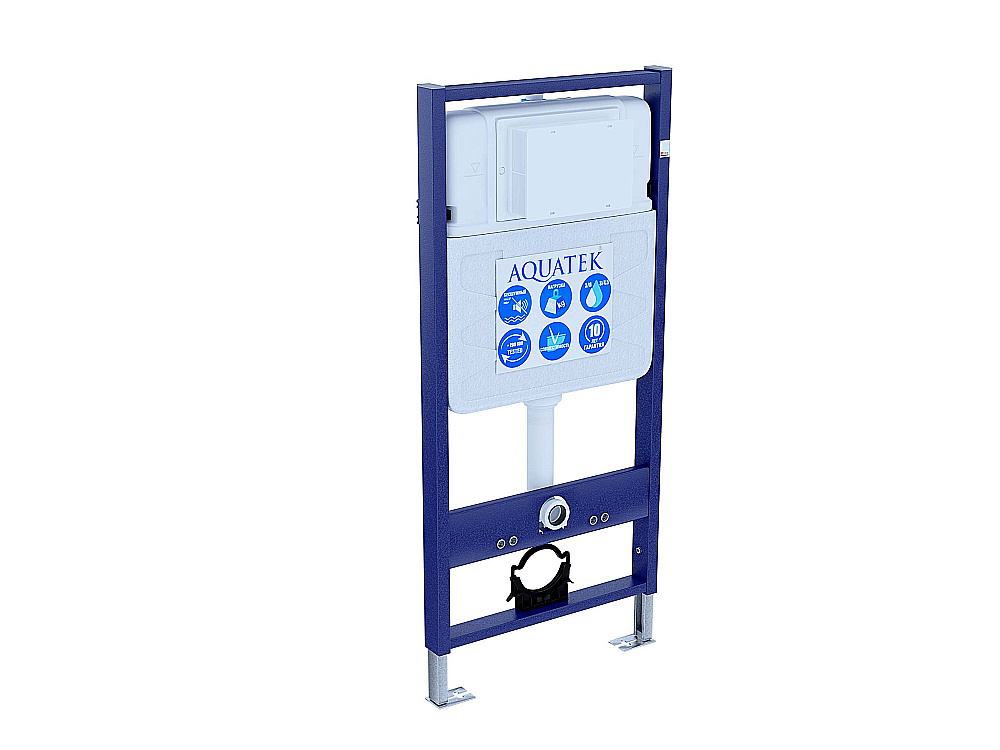 Унитаз подвесной с инсталляцией Aquatek Классик SET AQUATEK КЛАССИК cm-061 4в1 белый/кнопка белая, безободковый, с крышкой микролифт