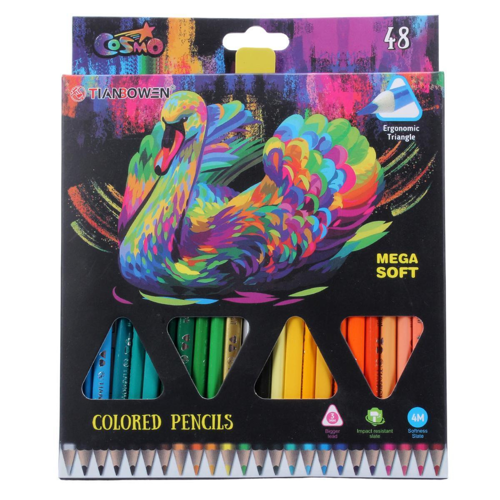 Карандаши цветные 3-гранные "Животный мир", 48 штук