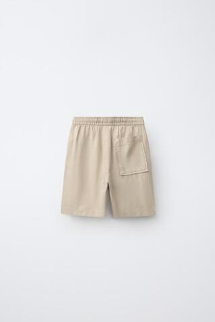 ZARA ШОРТЫ ИЗ СТРУЯЩЕГОСЯ ЛЬНА, ПЕСОЧНЫЙ