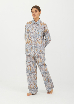Пижама (брюки-рубашка) принт 225-02, р XL