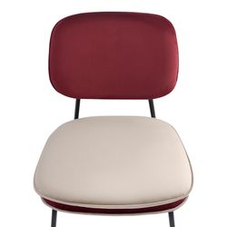 Стул с контрастным кантом Pea, велюр, бордовый/бежевый