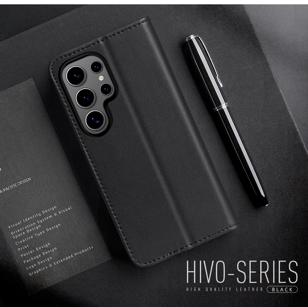 Чехол книжка из натуральной кожи с защитой RFID от Dux Ducis для Samsung Galaxy S25 Ultra, серия Hivo Series Case